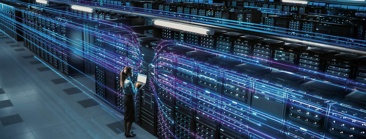 Image of a person at a data center